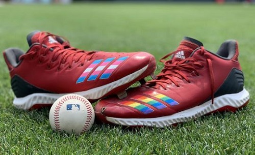 rainbow baseball cleats